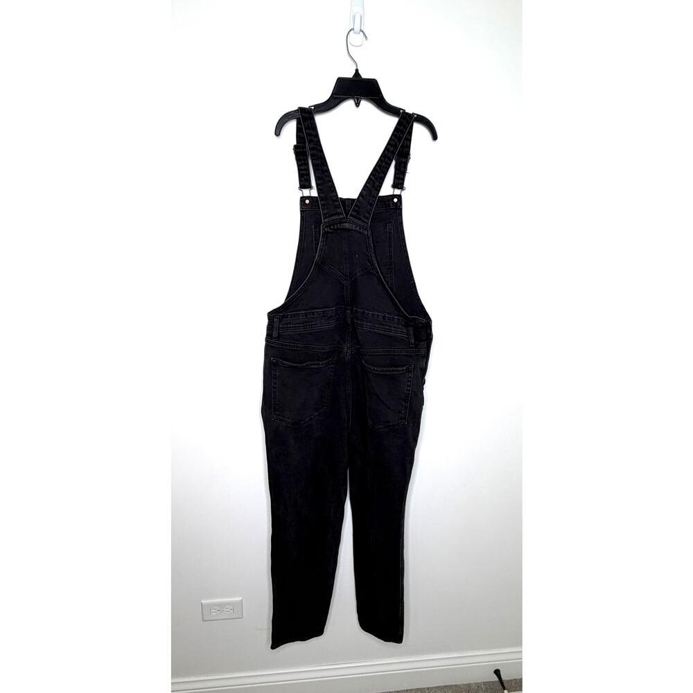 Old Navy Overalls Women's Sz 12 Black Distressed Denim Grunge Y2K Festival Goth - Picture 2 of 10